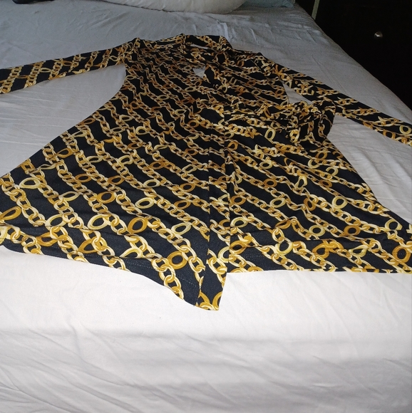 Calvin Klein Women's Metallic-Knit Wrap Dress  Black/Gold  Size 14